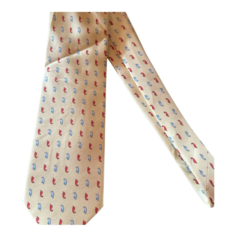 Vintage Tie Shop Roma Italy 100% Silk Yellow Paisley Print Necktie